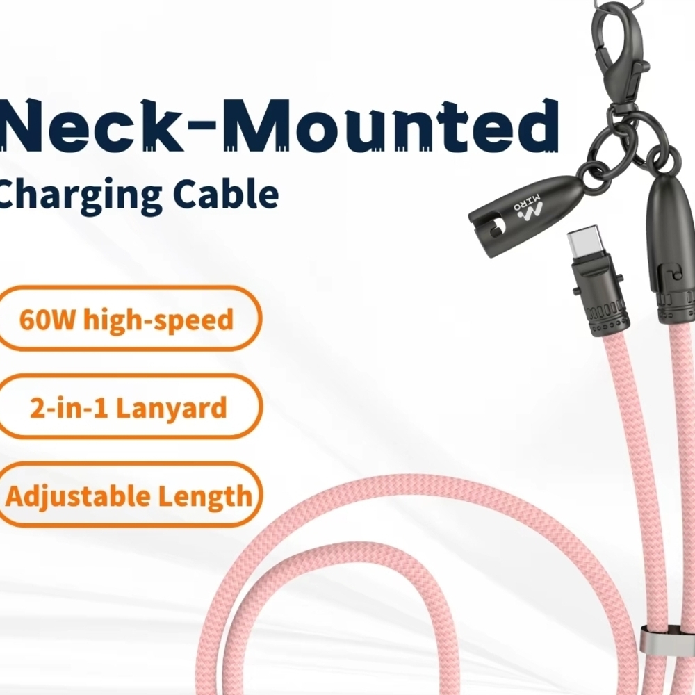 IRO Pink High-Speed Lanyard Charging Cable